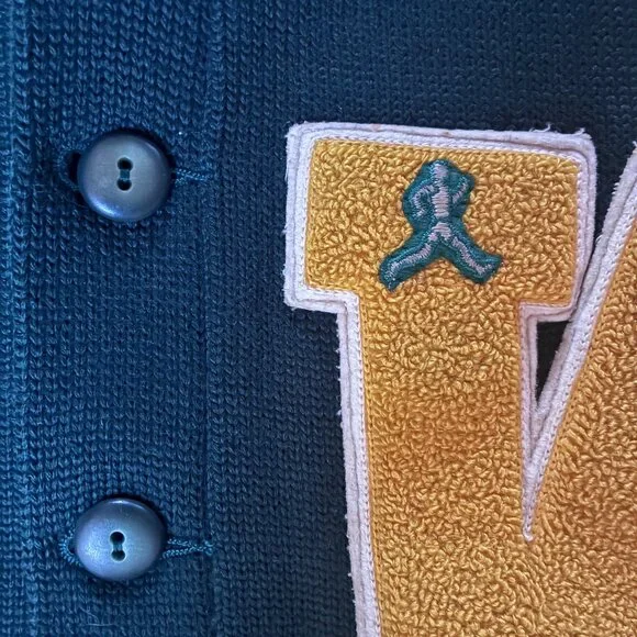 Vintage Hunter Green Varsity Cardigan Sweaters - Roy M. Smith Knitting Mills - Picture 2 of 8